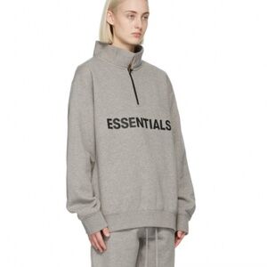 Essentials Fear of God half zip mockneck logo sweater